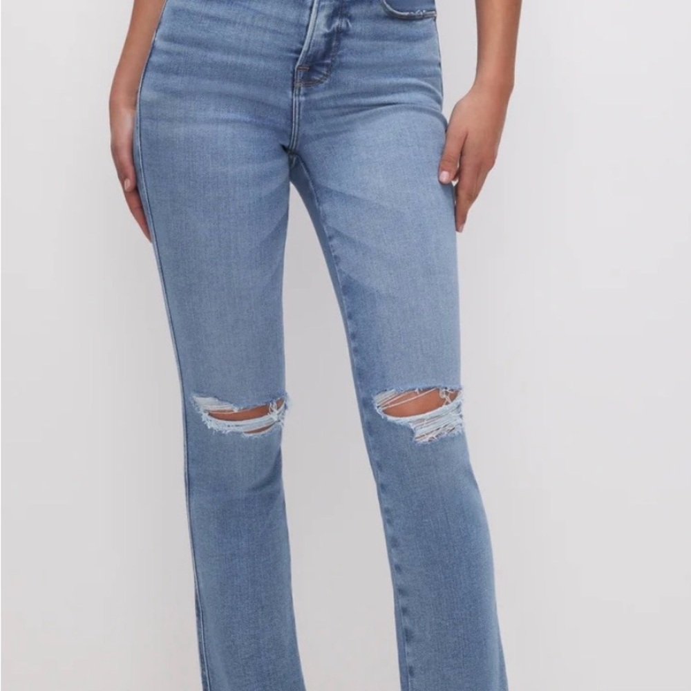 Good American Good Curve Straight High-Rise Ripped Women’s Jeans Size 29